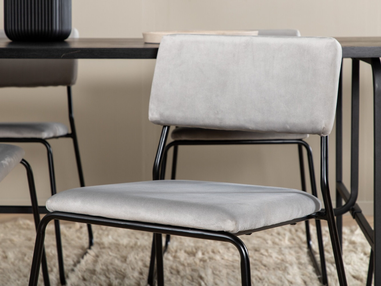 Conjunto de mesas y sillas para comedor Dallas 2790 (Gris + Negro)