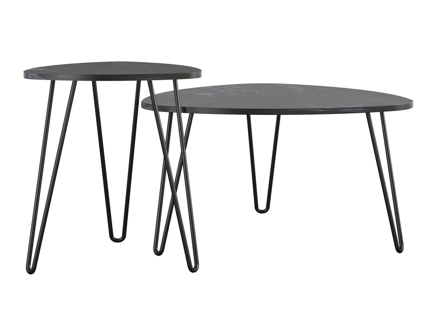 Conjunto mesa de centro Tulsa 561 (Mármol negro + Negro)