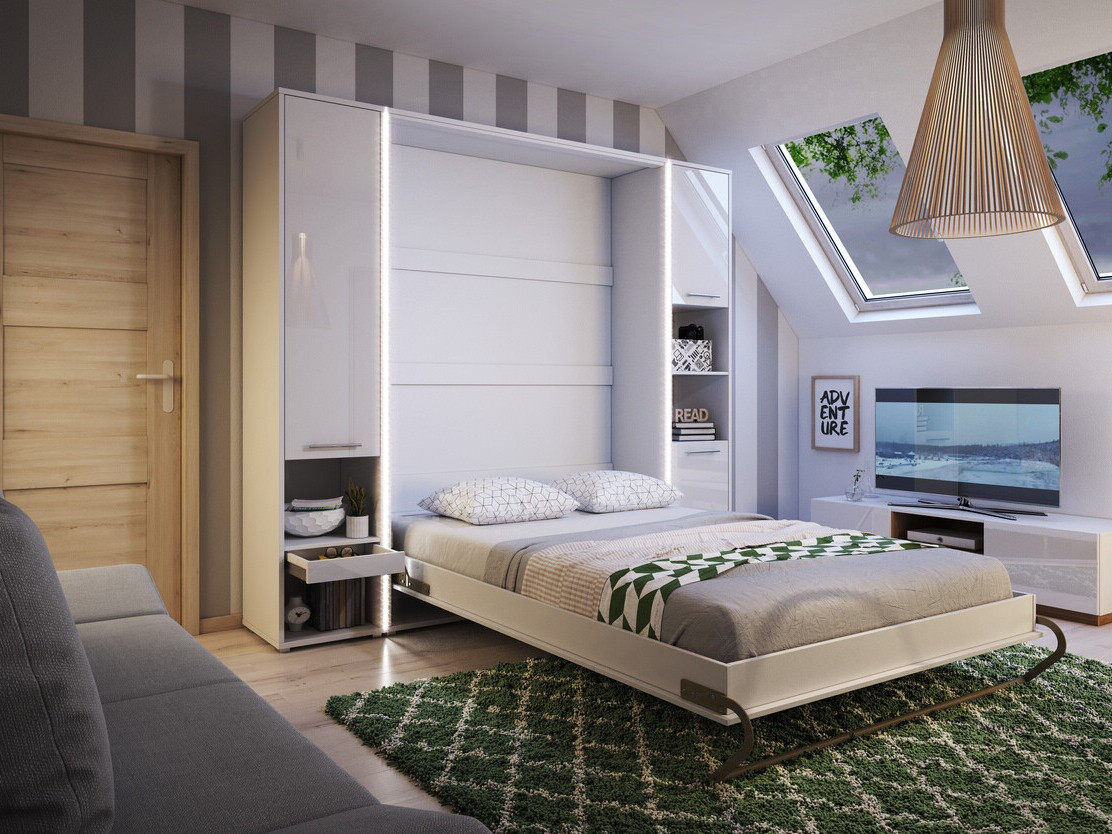 Conjuntos de muebles Concept Pro Lenart Levfere 144 (Blanco brillante + Blanco)