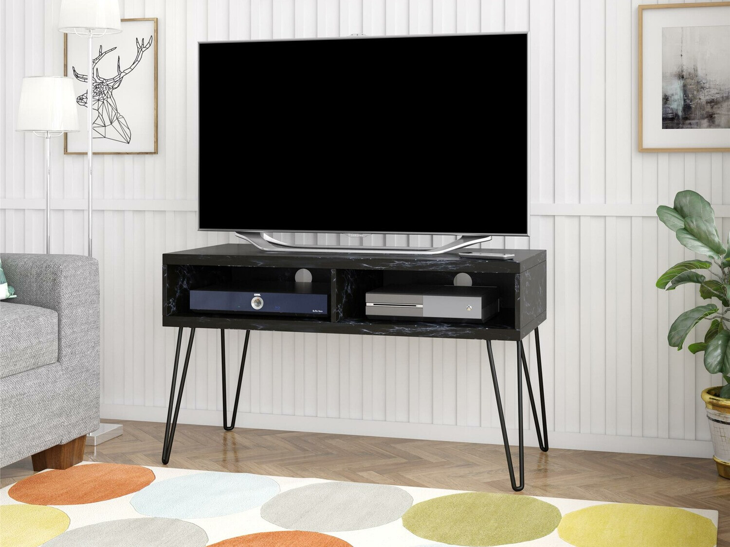 Mueble TV Tulsa 559 (Mármol negro + Negro)