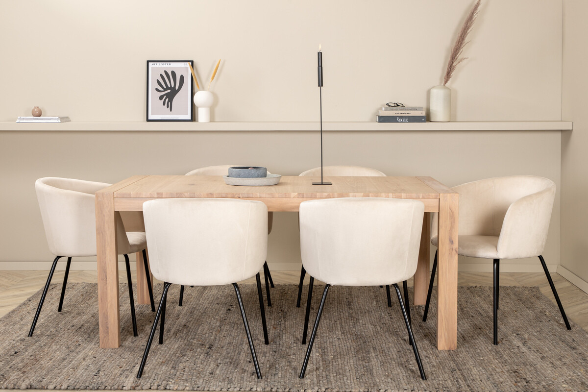 Conjunto de mesas y sillas para comedor Dallas 2955 (Beige + Negro)