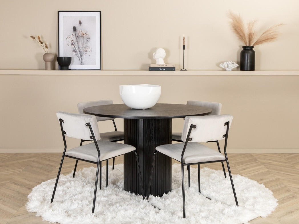 Conjunto de mesas y sillas para comedor Dallas 3084 (Gris + Negro)