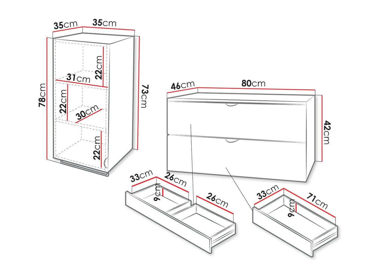 Conjunto de mueble de baño Fenenou 105 (Blanco)