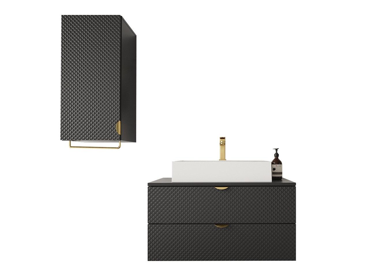 Conjunto de mueble de baño Fenenou 105 (Negro)