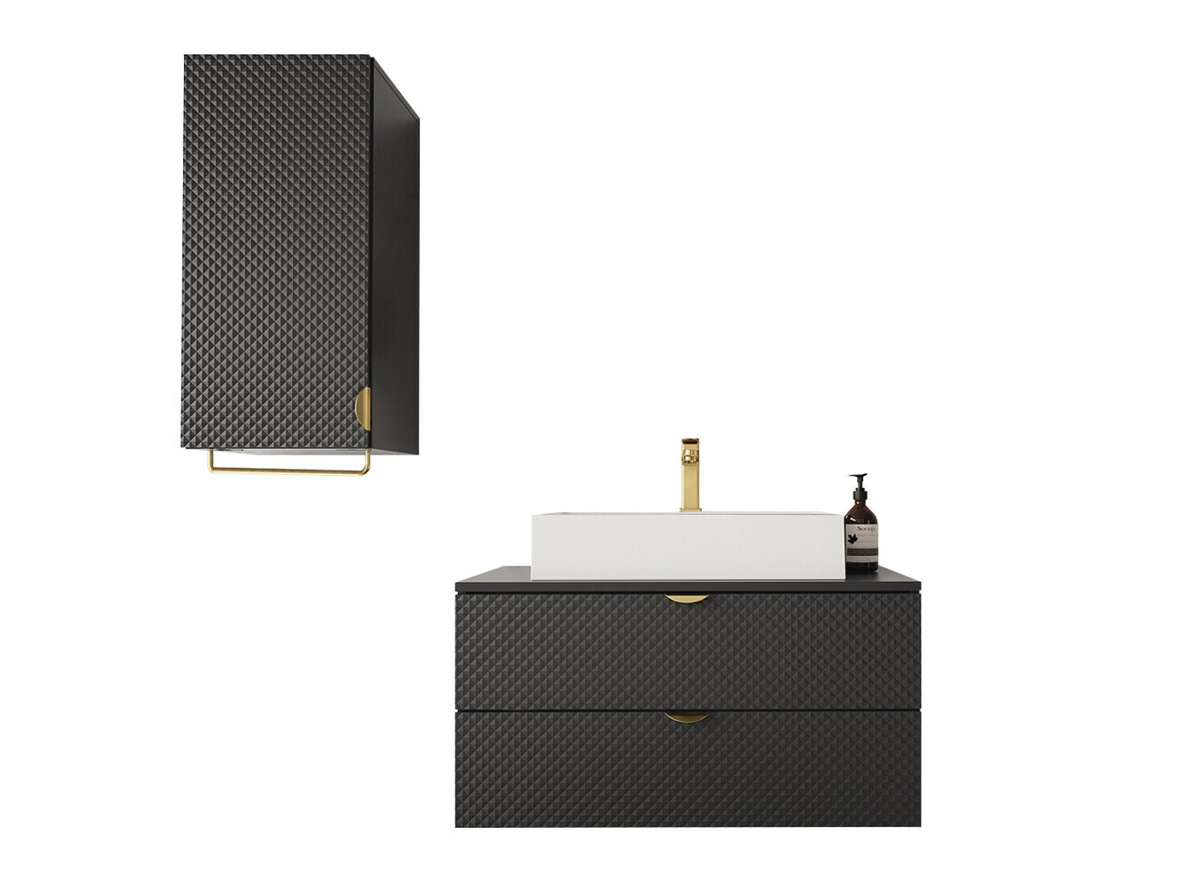 Conjunto de mueble de baño Fenenou 105 (Negro)