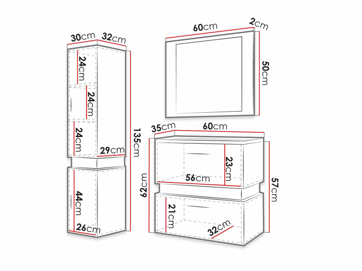 Conjunto de mueble de baño Hartford C102 (Roble wotan + Negro)