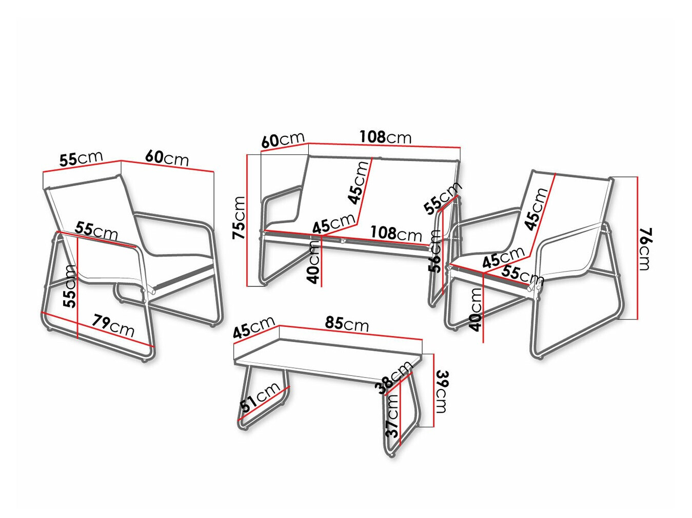 Conjunto de muebles de exterior Richardson 117