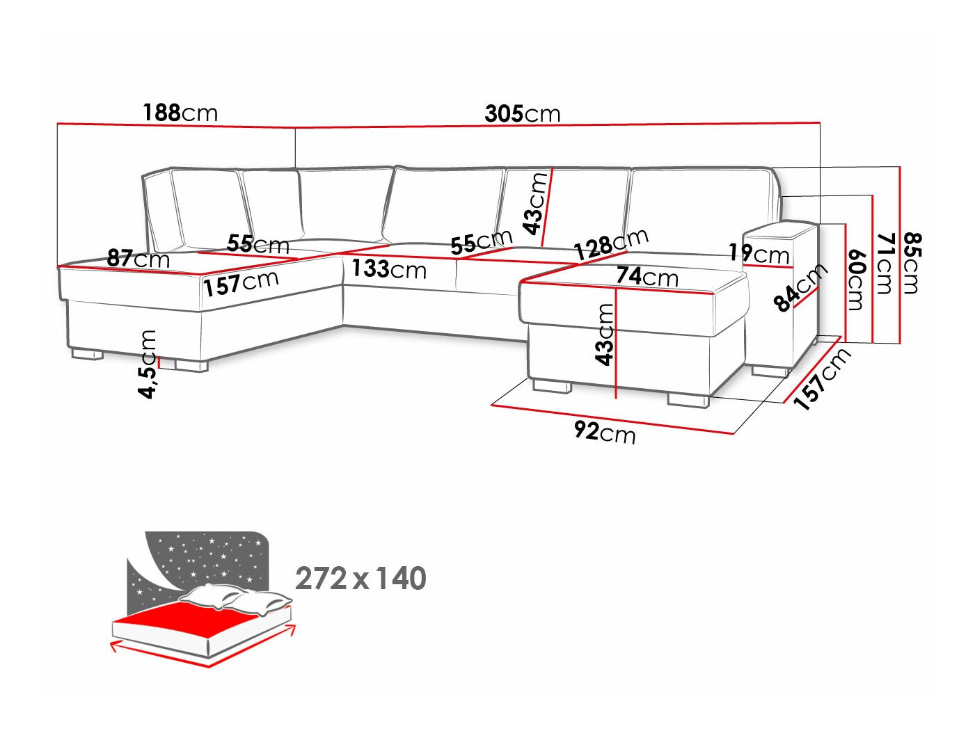 Sofá rinconero Comfivo 227 (Poso 110)