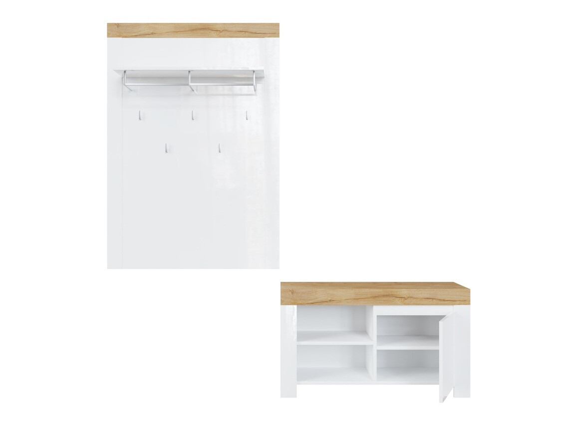 Conjunto para recibidor Sonsoru 140 (Blanco + Blanco brillante + Roble wotan)