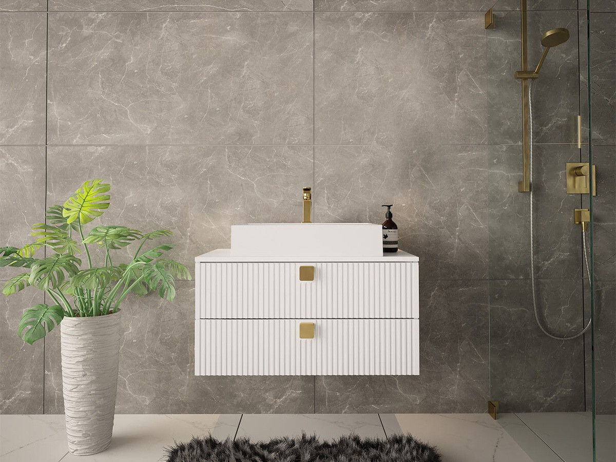 Armario de baño colgante para lavabo Orlvera 102 (Blanco)