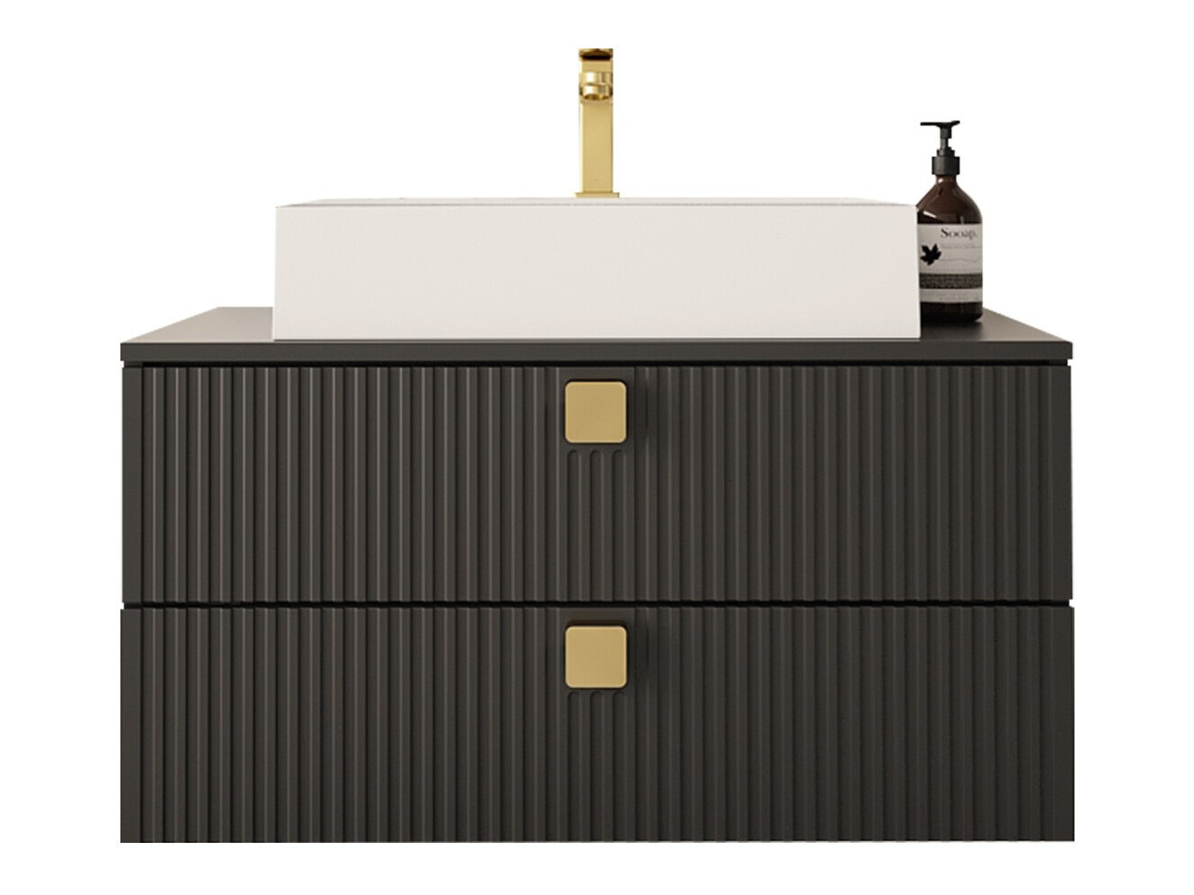 Armario de baño colgante para lavabo Panium (Negro)