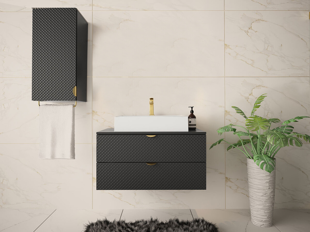 Conjunto de mueble de baño Fenenou 105 (Negro)
