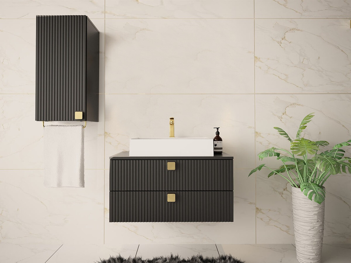 Conjunto de mueble de baño Orlvera 104 (Negro)