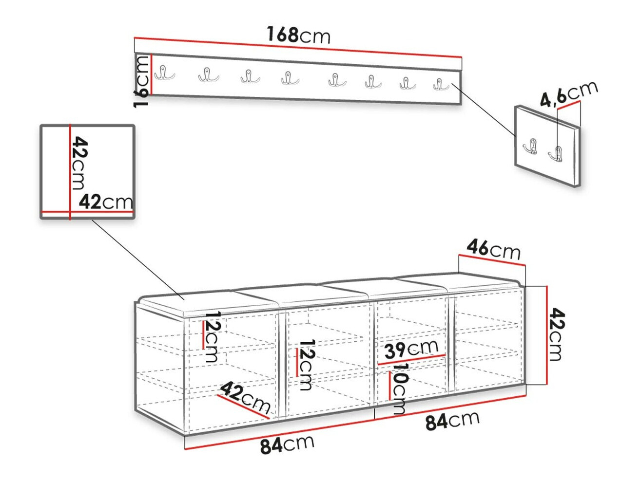 Conjunto para recibidor Hartford 276 (Blanco)