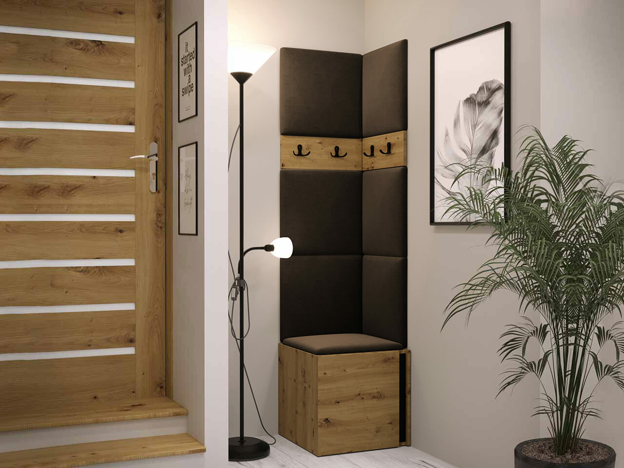 Conjunto para recibidor Hartford 347 (Roble Artisan + Negro)