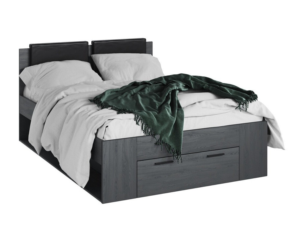 Cama Levruvu 106 (Roble gris + Negro)