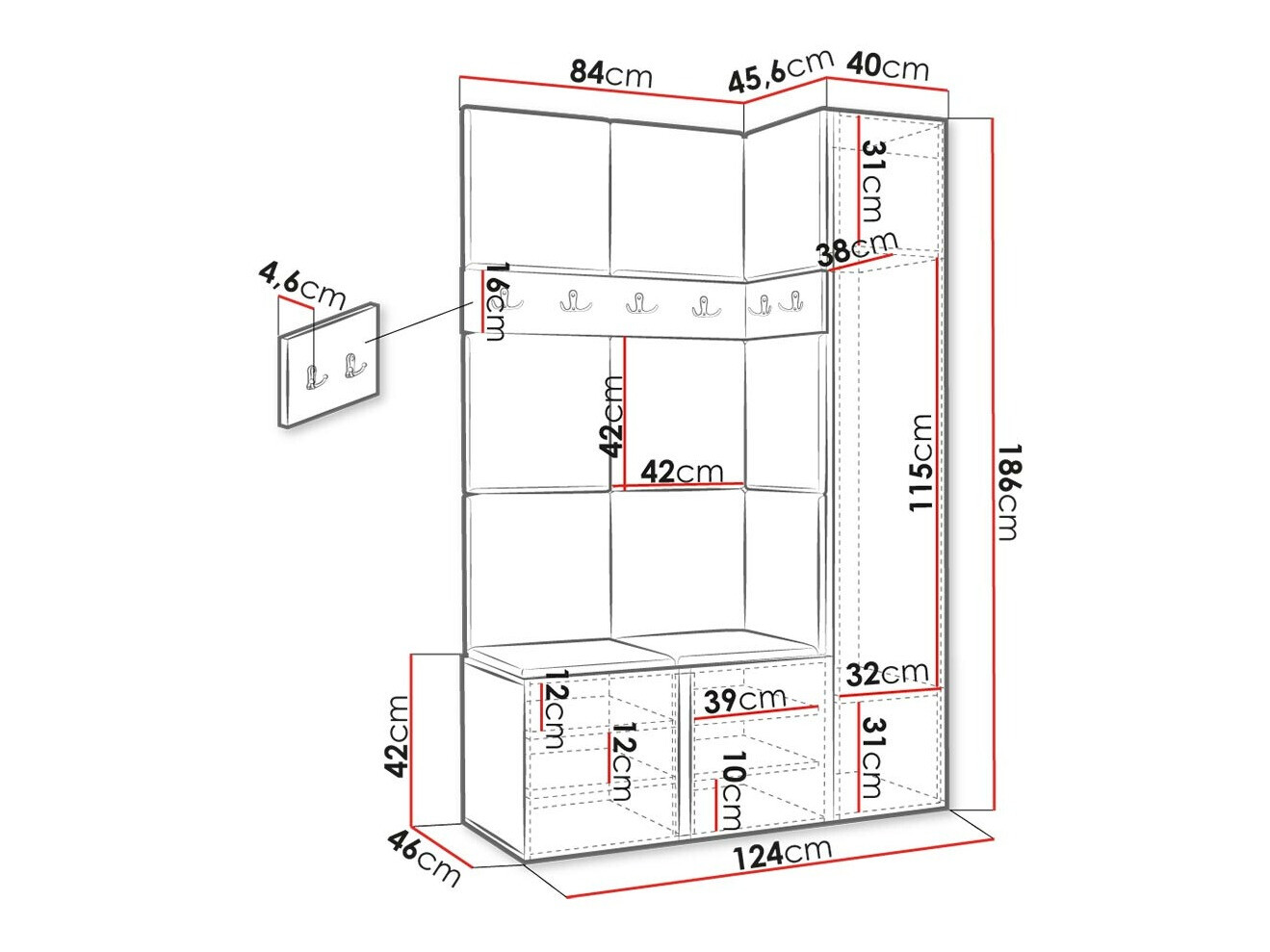 Conjunto para recibidor Hartford 277 (Blanco)