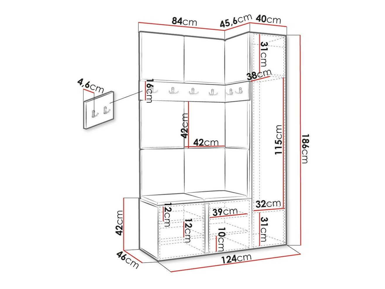 Conjunto para recibidor Hartford 277 (Grafito)