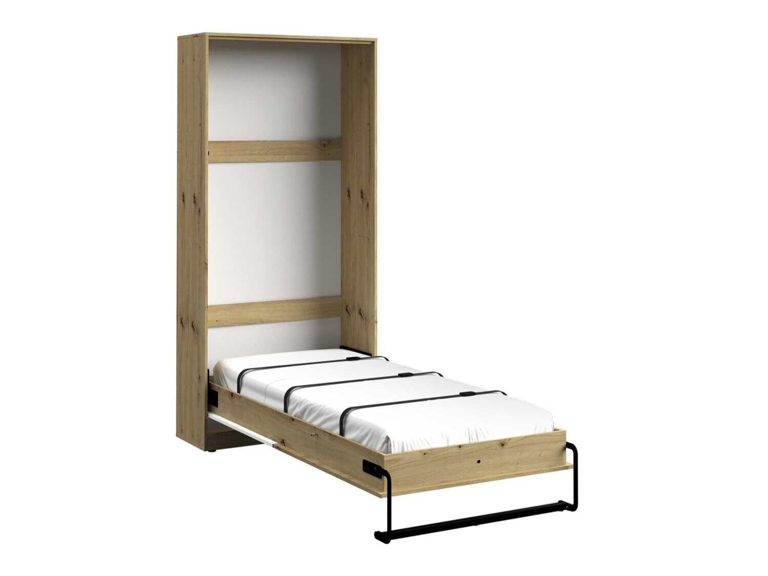 Cama plegable Mirelbu 113 (Roble Artisan + Blanco brillante)