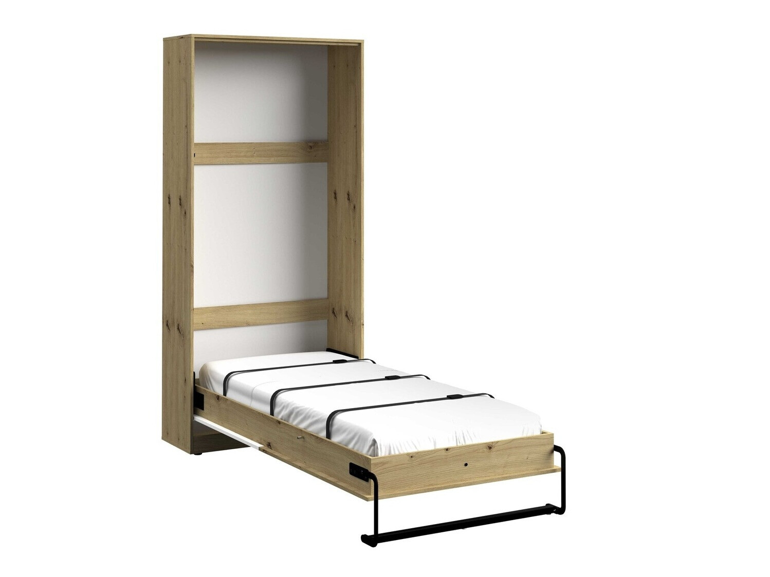 Cama plegable Mirelbu 113 (Roble Artisan + Blanco + Gris)