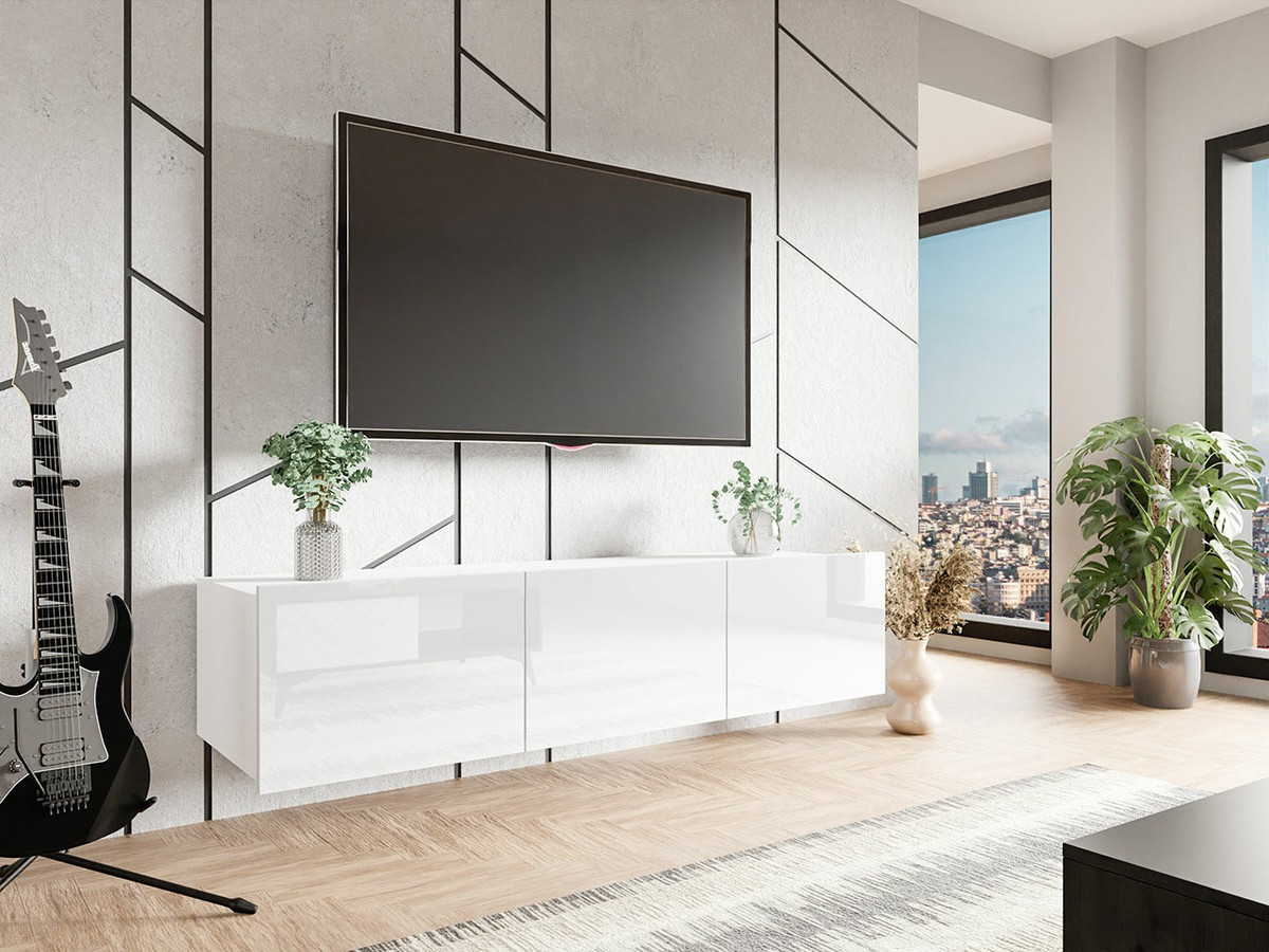 Mueble TV Tivdalu 103 (Blanco + Blanco brillante)