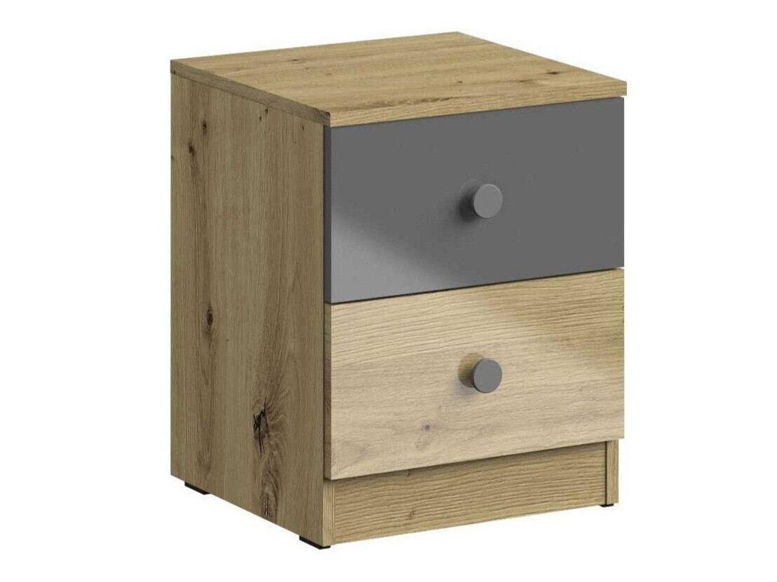 Mesilla de noche Mirelbu 108 (Roble Artisan + Gris brillante)