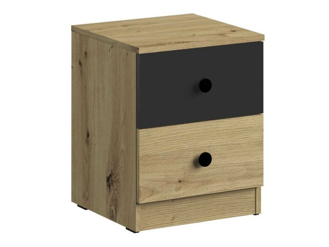 Mesilla de noche Mirelbu 108 (Roble Artisan + Negro)