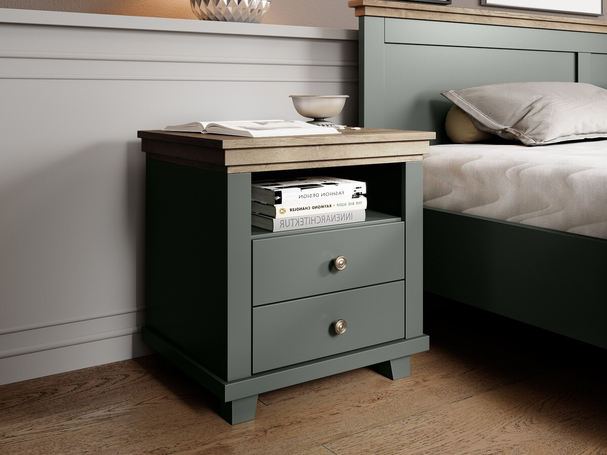 Mesilla de noche Tolnue 117 (Verde oscuro + Roble de lefkada)