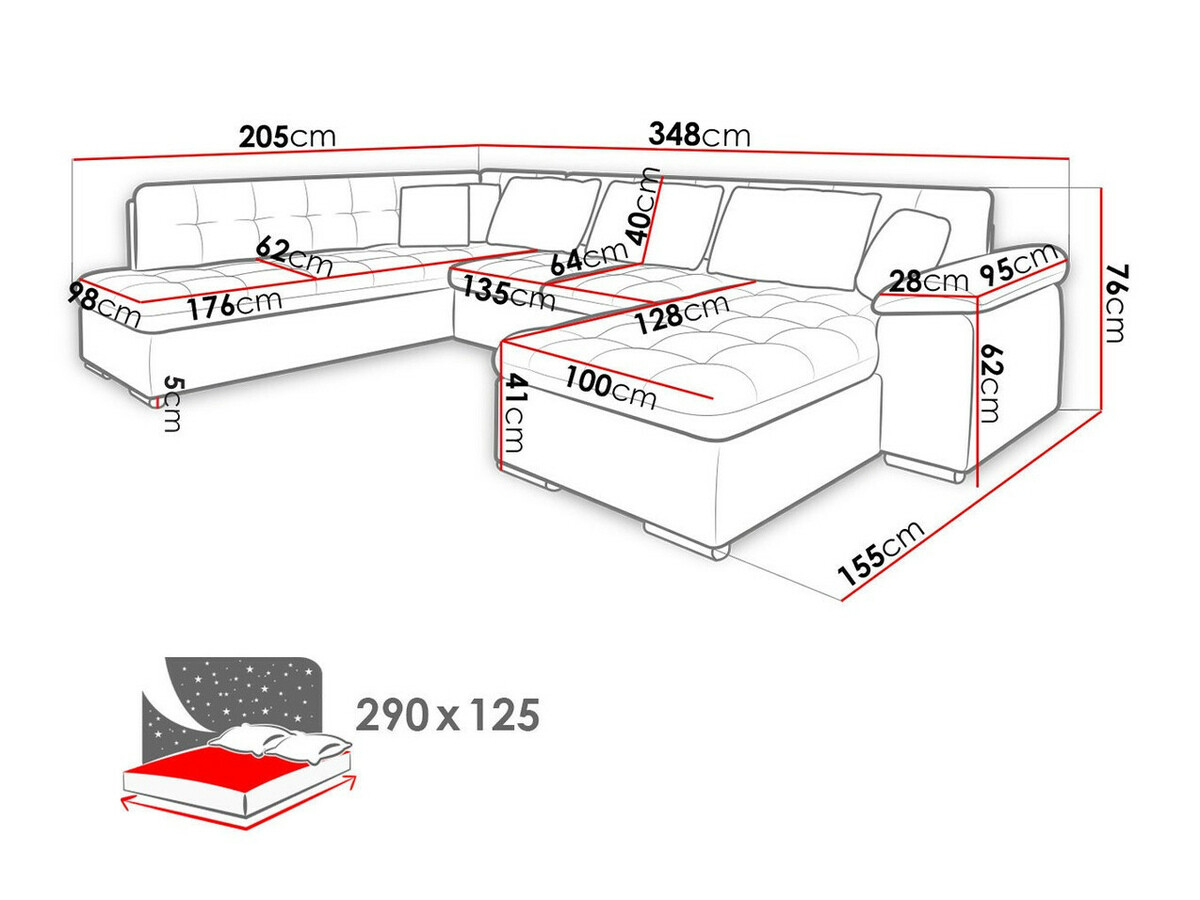 Sofá rinconero Comfivo 140 (Soft 017 + Lux 05 + Lux 06)