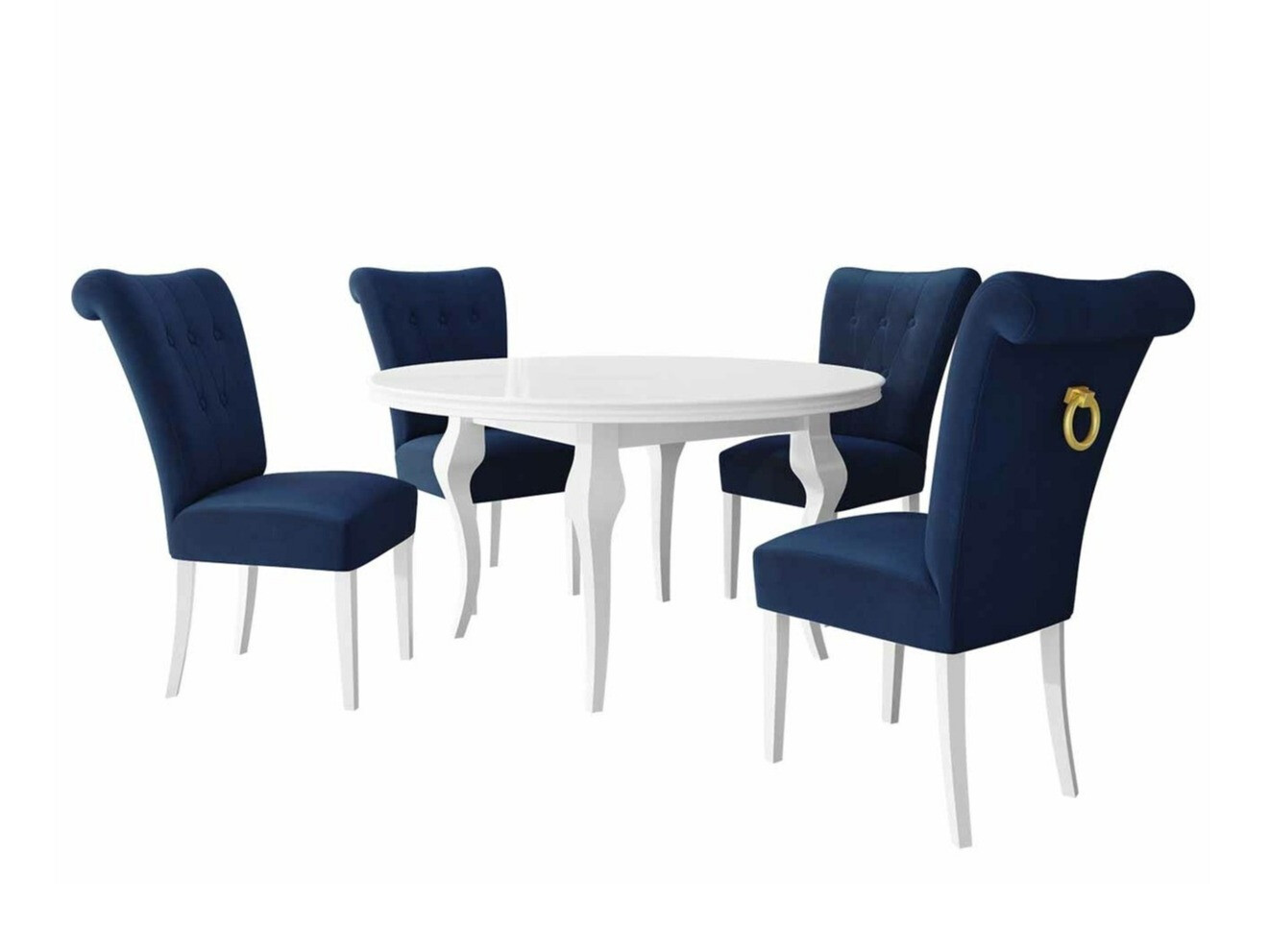 Conjunto de mesas y sillas para comedor Racine 143 (Blanco + Magic Velvet 2216)