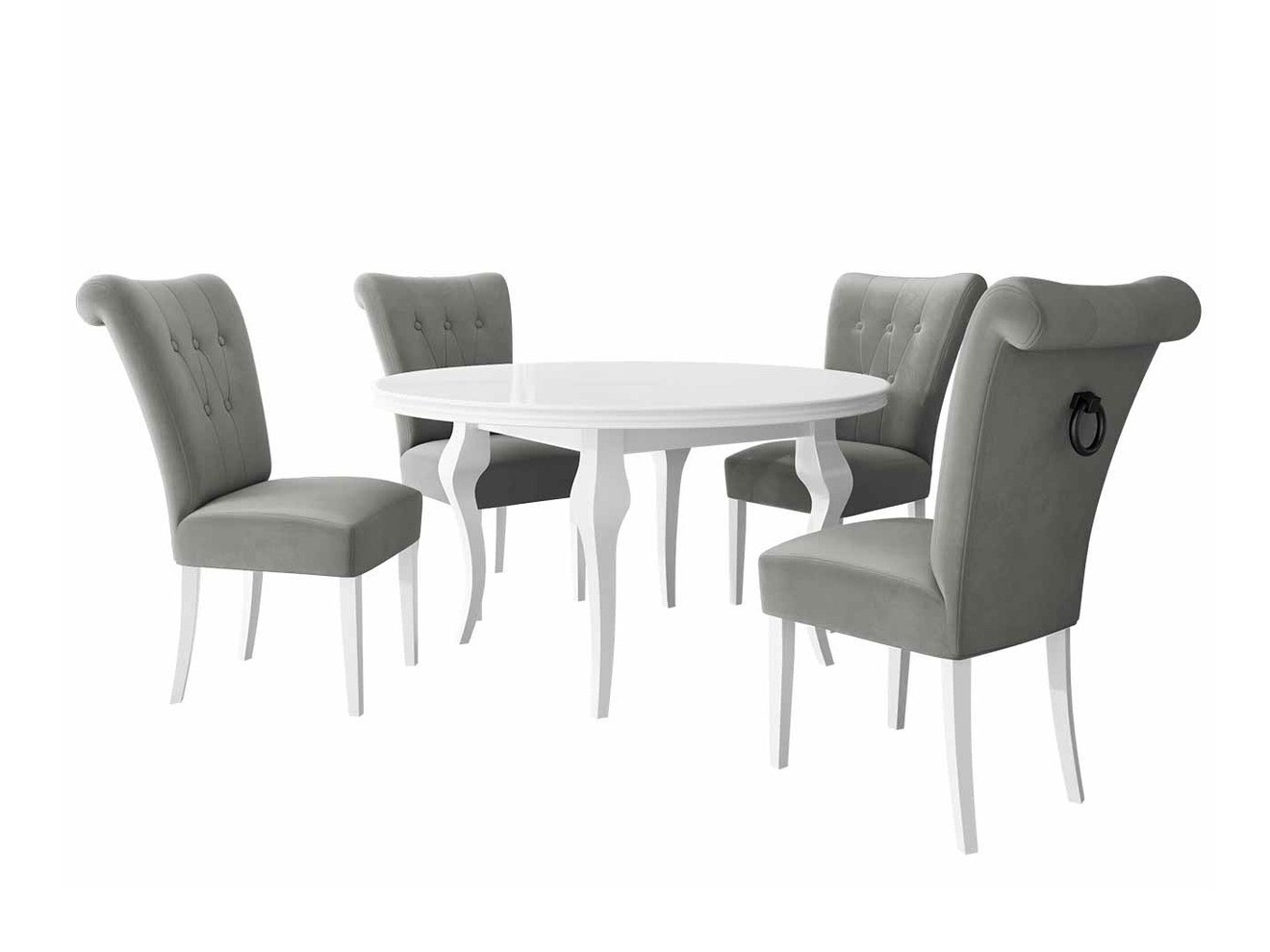 Conjunto de mesas y sillas para comedor Racine 143 (Blanco + Magic Velvet 2217)