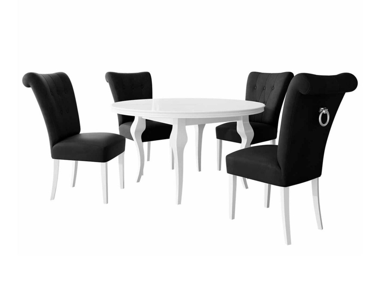 Conjunto de mesas y sillas para comedor Racine 143 (Blanco + Magic Velvet 2219)