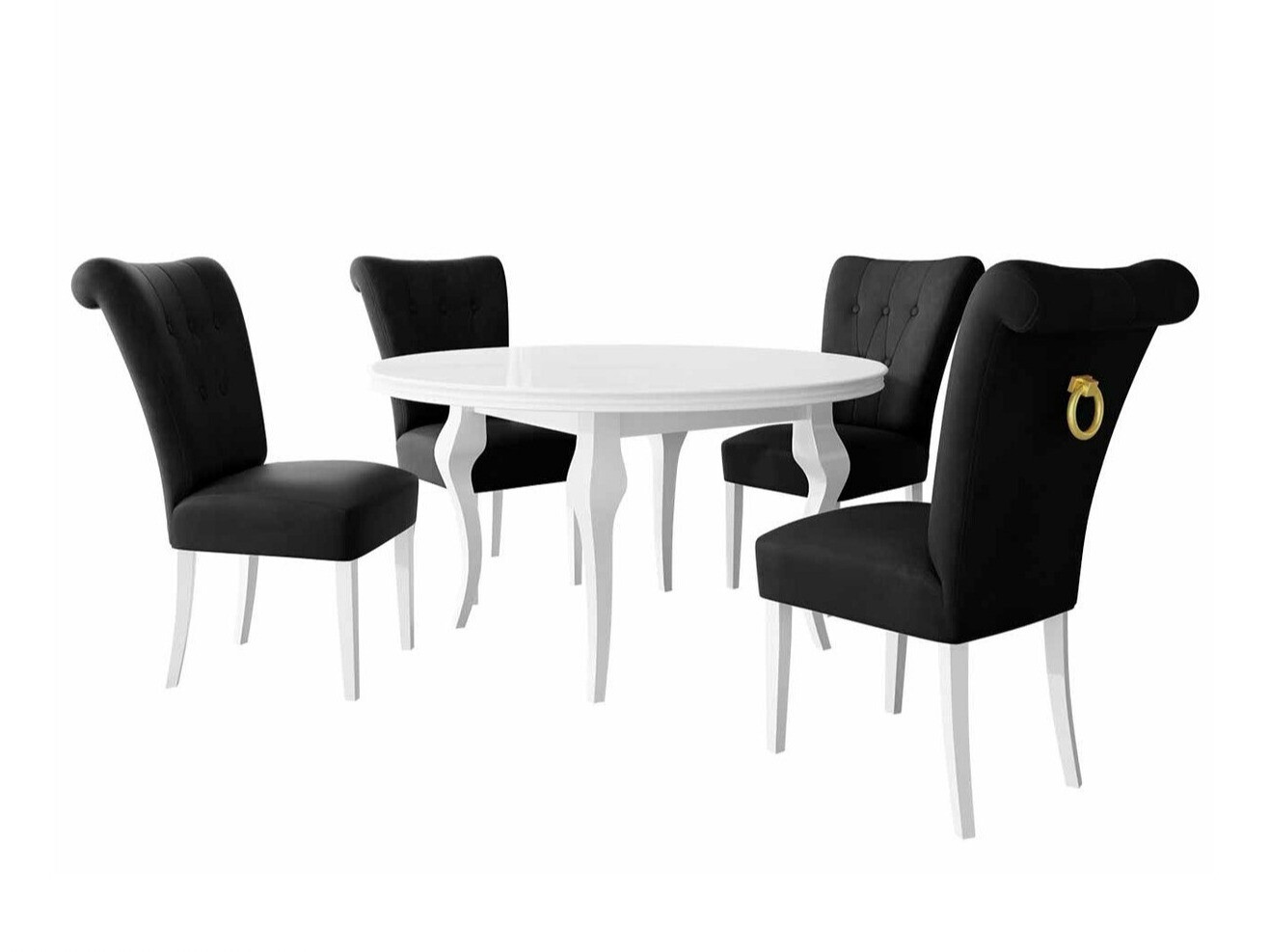 Conjunto de mesas y sillas para comedor Racine 143 (Blanco + Magic Velvet 2219)