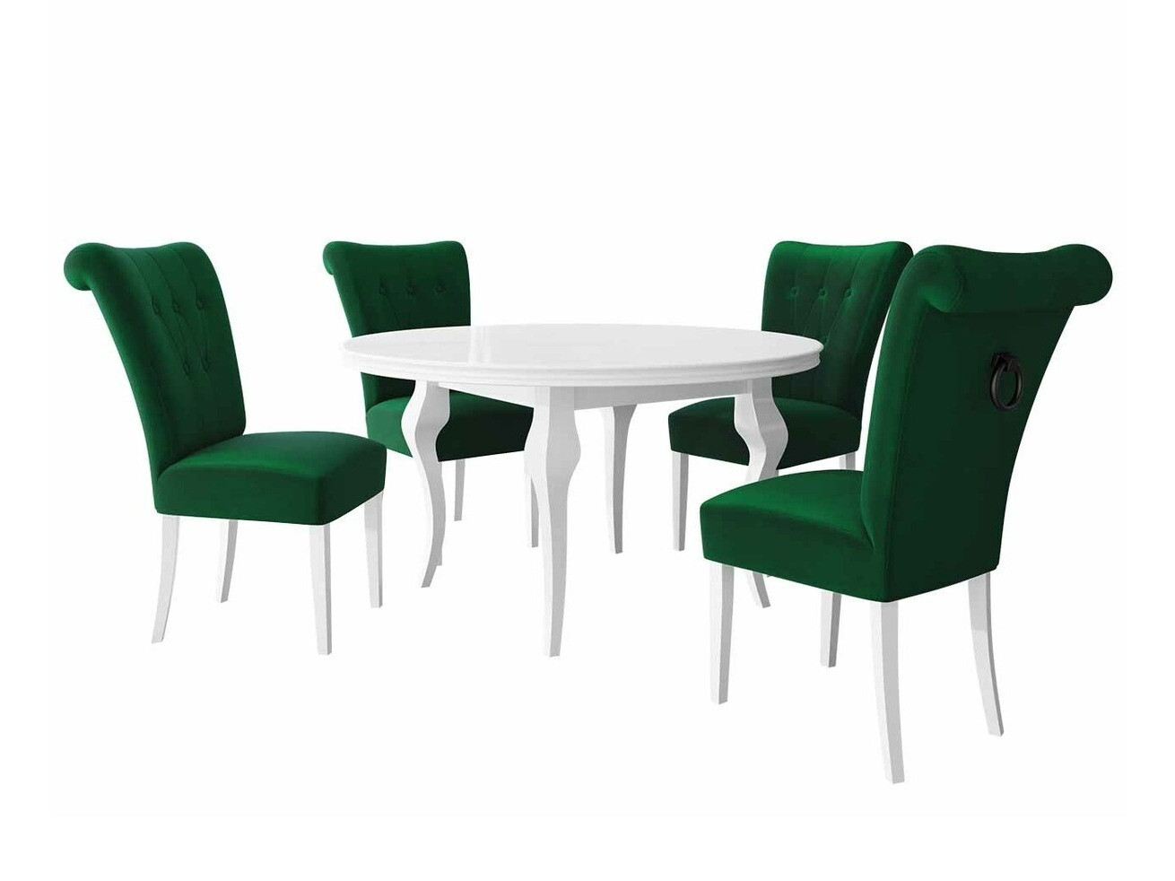 Conjunto de mesas y sillas para comedor Racine 143 (Blanco + Magic Velvet 2225)