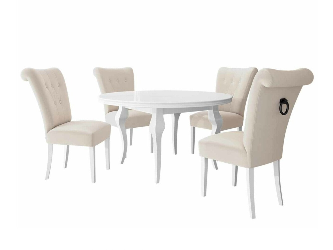 Conjunto de mesas y sillas para comedor Racine 143 (Blanco + Magic Velvet 2250)