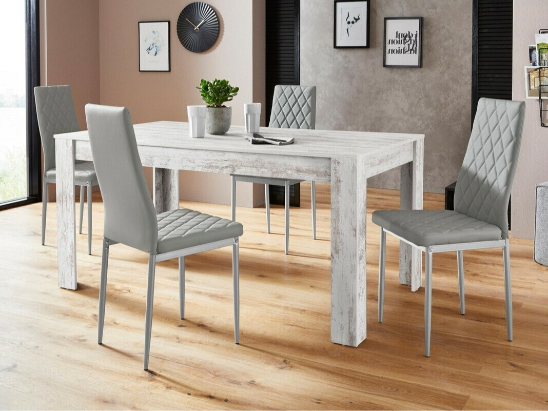 Conjunto de comedor Denton 602 (Gris + Plata)