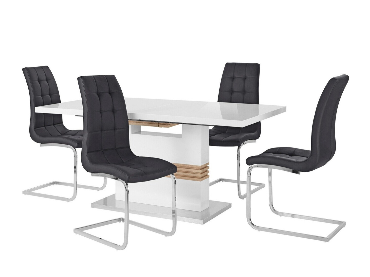 Conjunto de comedor Denton 633 (Negro + Plata)