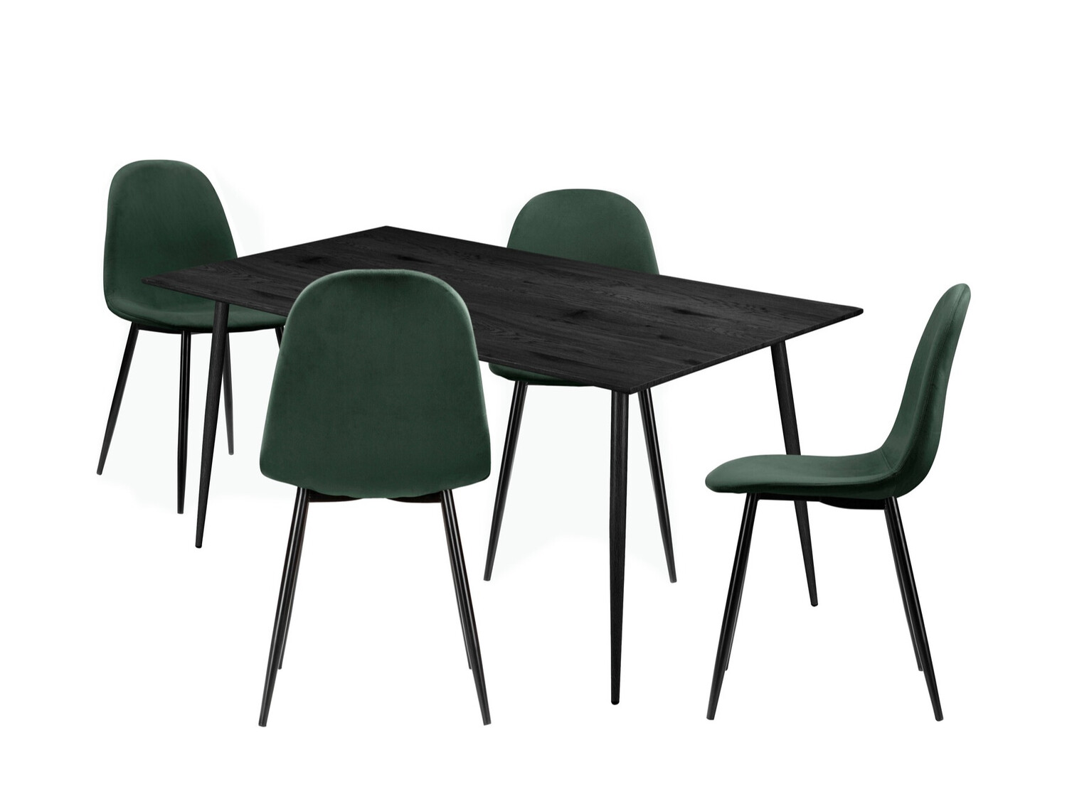 Conjunto de comedor Denton 763 (Negro + Verde oscuro)