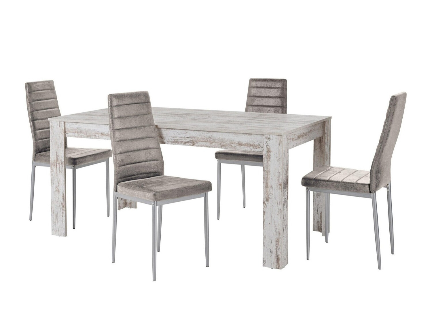 Conjunto de mesas y sillas para comedor Denton 481 (Plata + Gris claro)