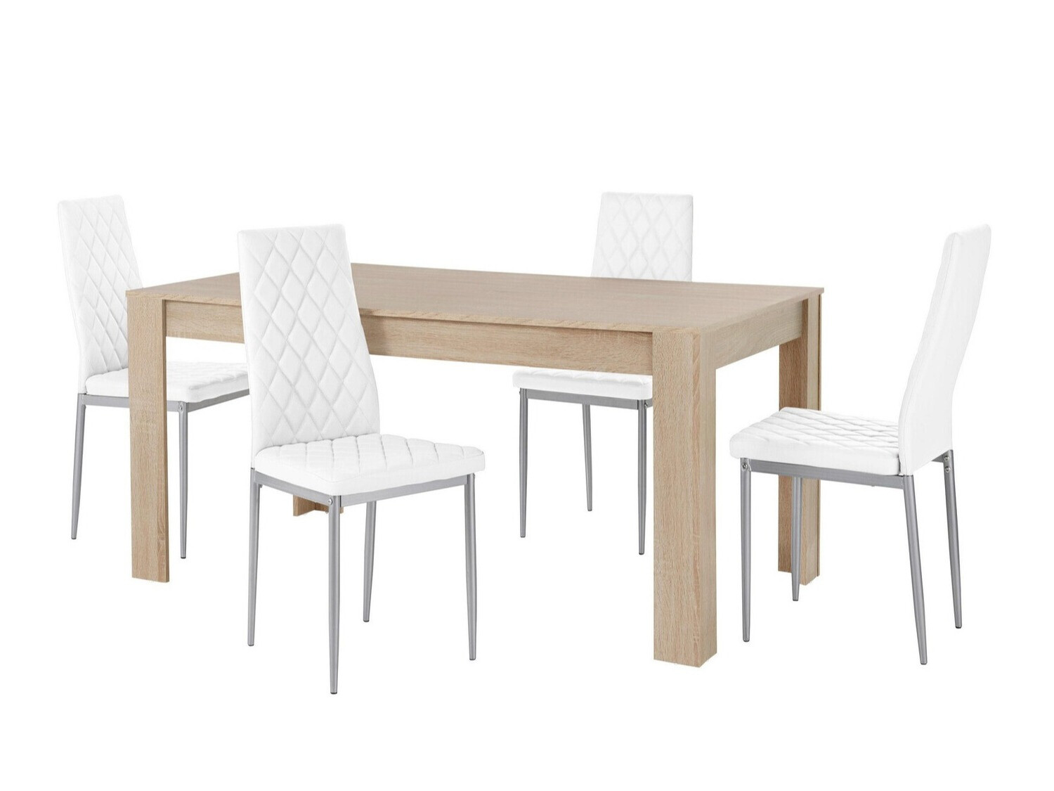 Conjunto de mesas y sillas para comedor Denton 598 (Blanco + Plata)