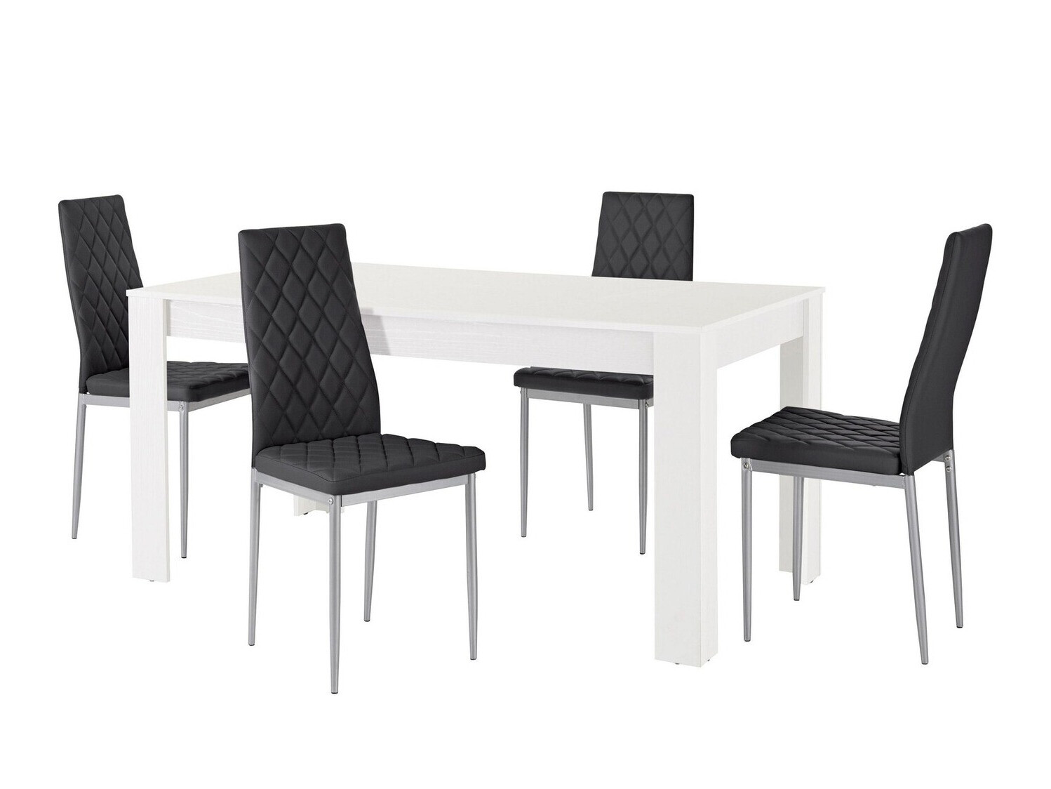Conjunto de mesas y sillas para comedor Denton 599 (Negro + Plata)