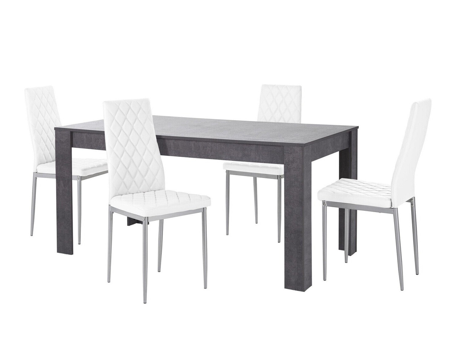Conjunto de mesas y sillas para comedor Denton 600 (Blanco + Plata)