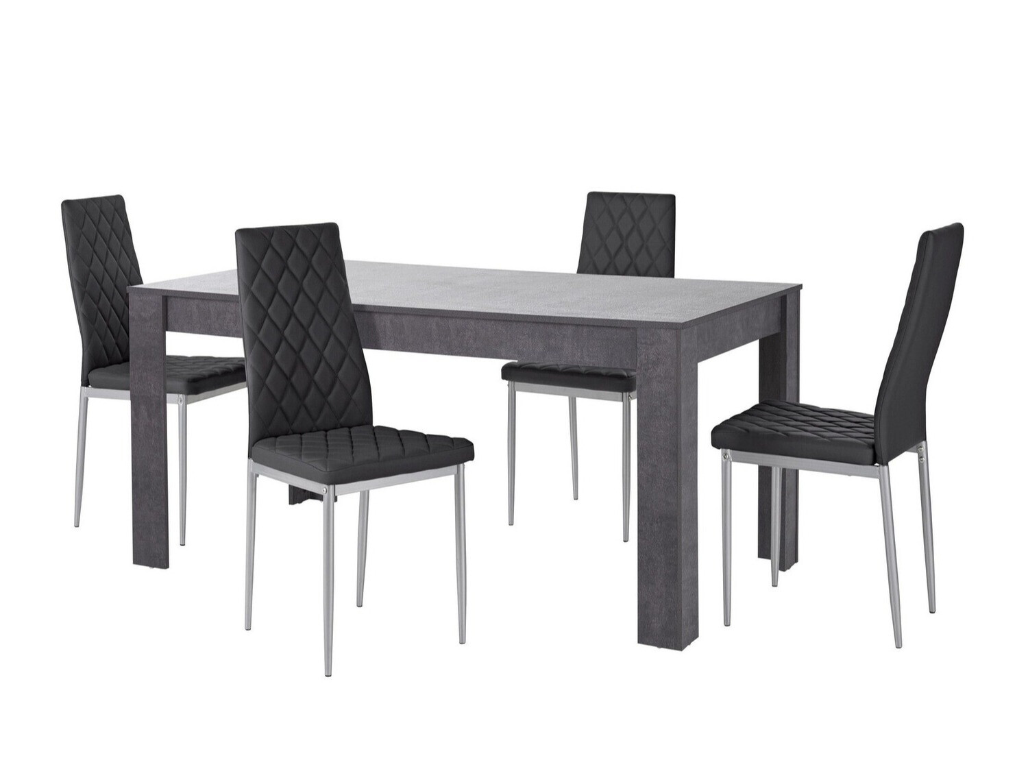 Conjunto de mesas y sillas para comedor Denton 600 (Negro + Plata)