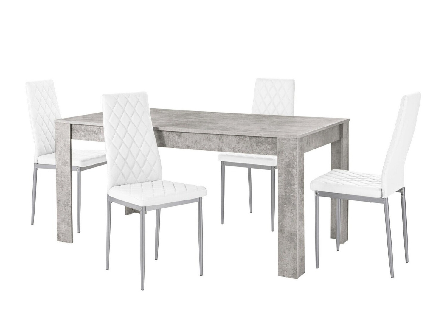 Conjunto de mesas y sillas para comedor Denton 601 (Blanco + Plata)