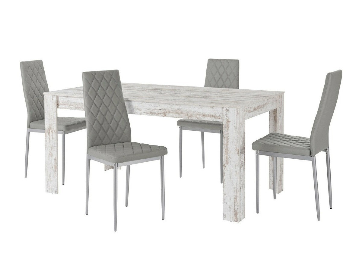 Conjunto de mesas y sillas para comedor Denton 602 (Gris + Plata)