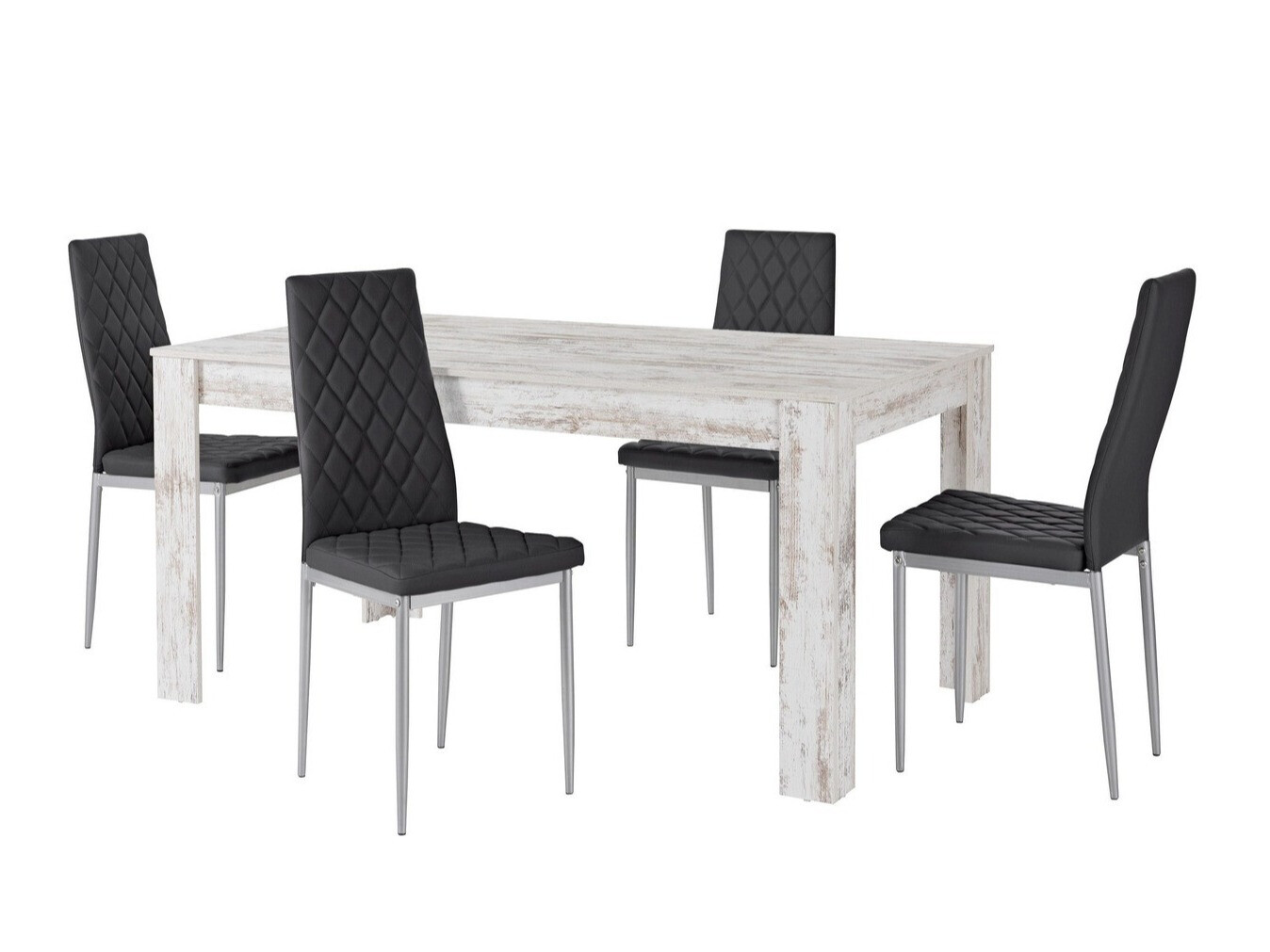 Conjunto de mesas y sillas para comedor Denton 602 (Negro + Plata)