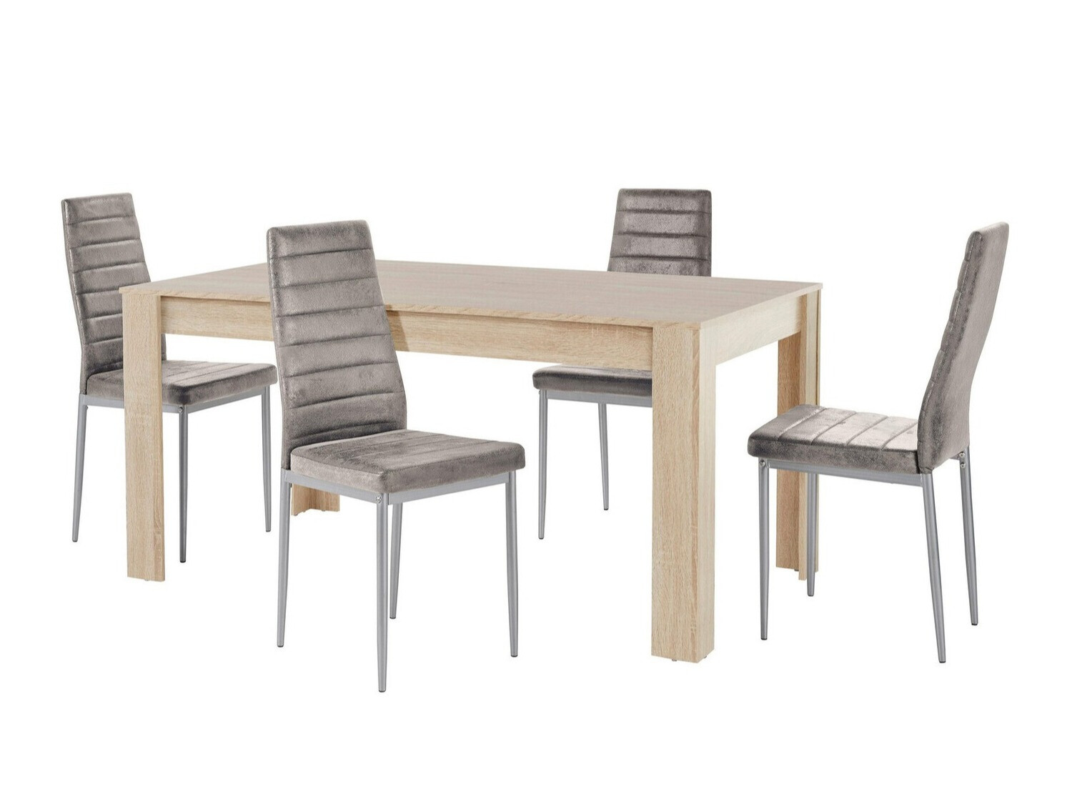 Conjunto de mesas y sillas para comedor Denton 603 (Plata + Gris claro)