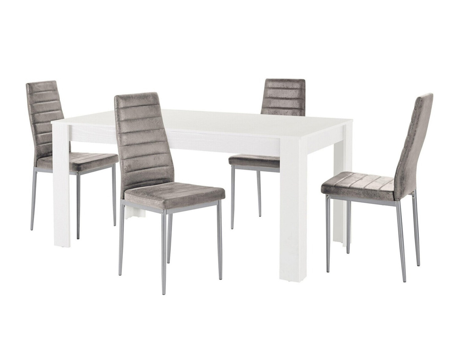 Conjunto de mesas y sillas para comedor Denton 604 (Plata + Gris claro)