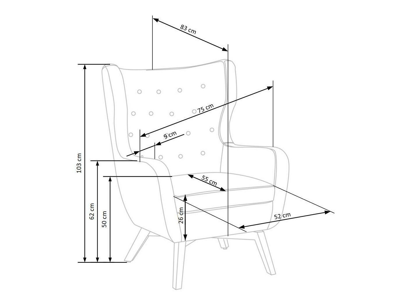 Sillón Houston 836 (Gris + Negro)