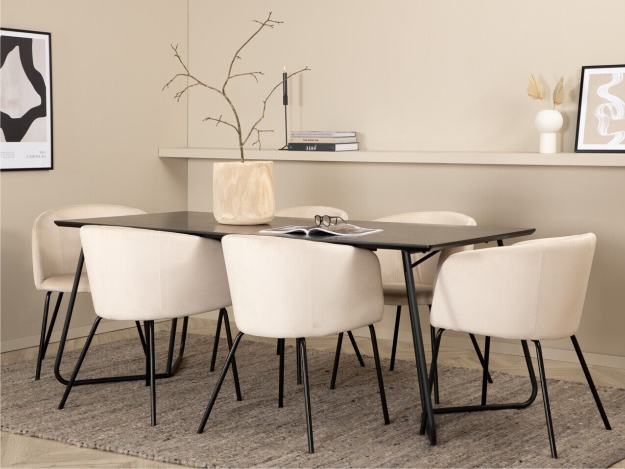Conjunto de comedor Dallas 2569 (Crema + Negro)